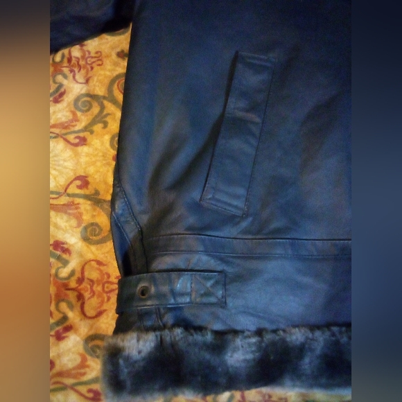 HIND Leather Faux Fur Insulated Removable Hooded Jacket Coat Men's L Blue/Gray - Picture 6 of 16